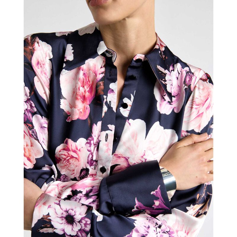 Cue Photographic Rose Satin Shirt image number 2